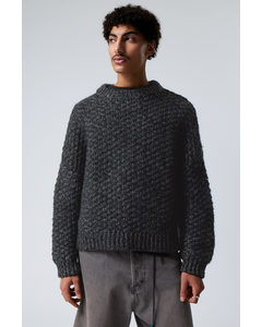 Oversized-Pullover aus Wollmischung Schwarz