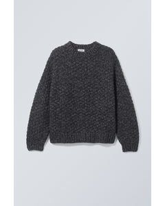 Oversized-Pullover aus Wollmischung Schwarz