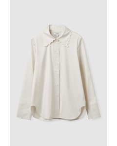 Scalloped-edged Shirt Off White
