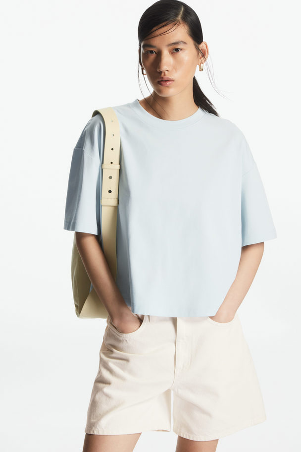 COS Relaxed-fit Cropped T-shirt Light Blue