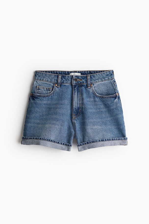 H&M Shorts I Denim Med Høj Talje Denimblå