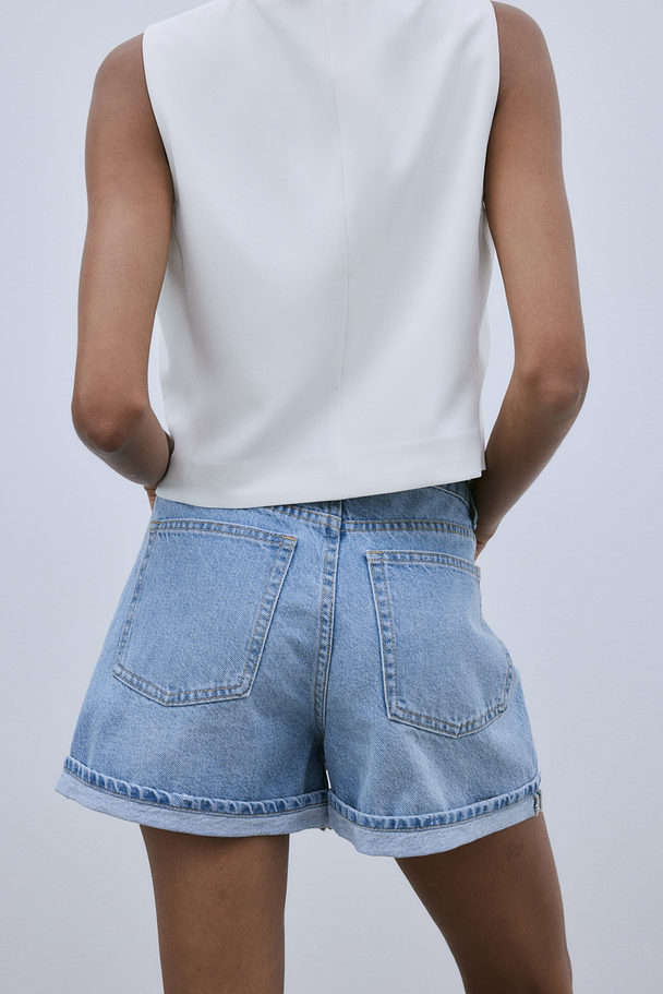 H&M High-waisted Denim Shorts Light Denim Blue