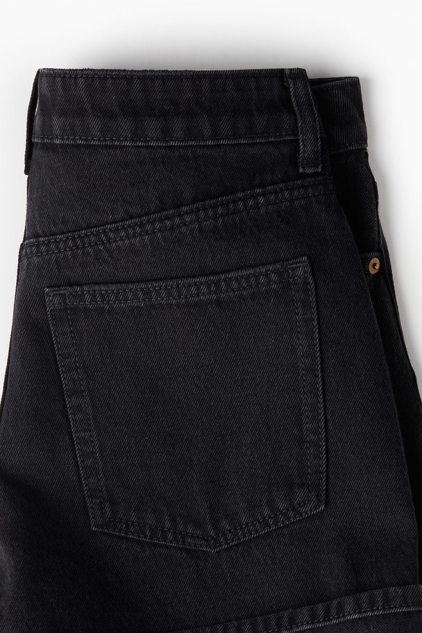 H&M High-waisted Denim Shorts Dark Grey