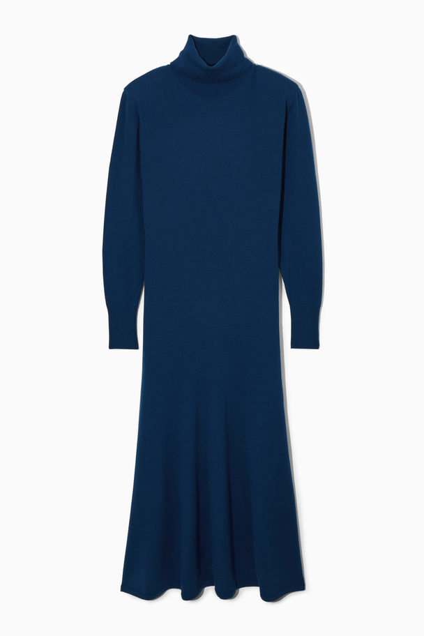 COS Power-shoulder Merino Wool Maxi Dress Dark Turquoise