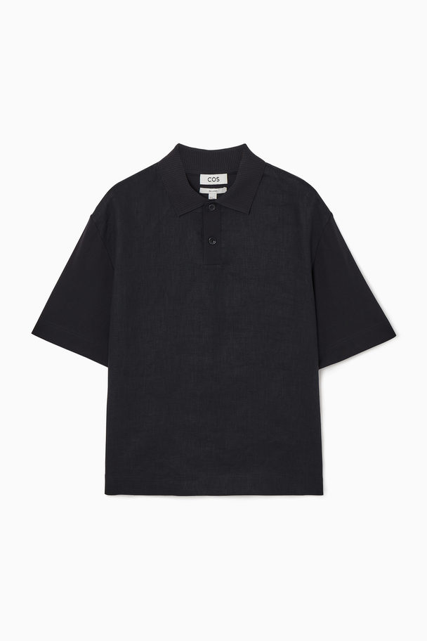 COS Contrast-panel Polo Shirt Navy