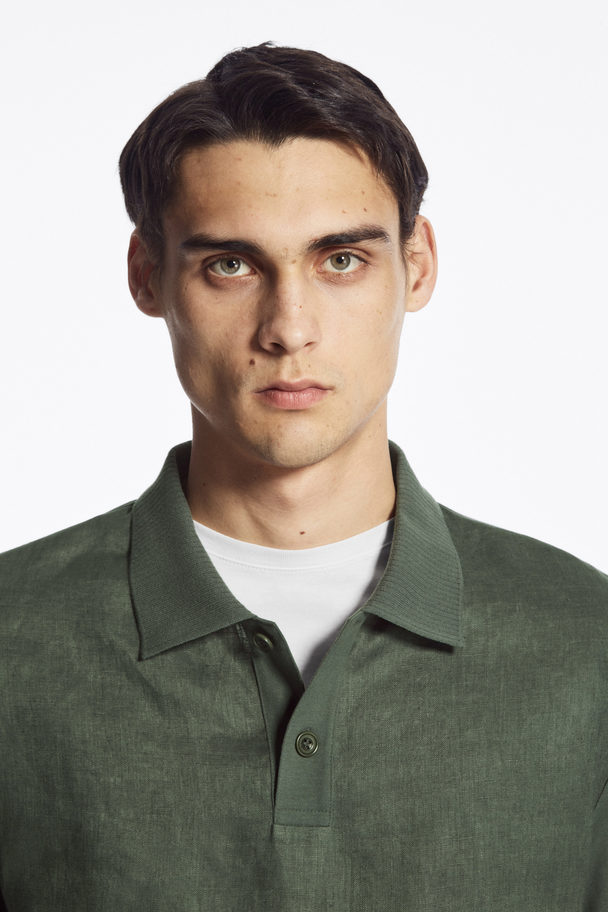 COS Contrast-panel Polo Shirt Green