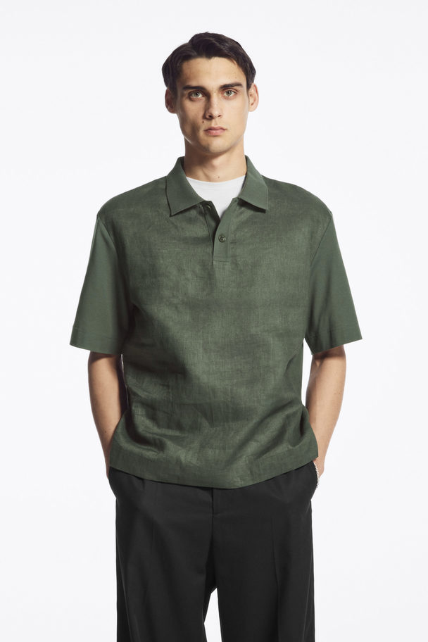 COS Contrast-panel Polo Shirt Green