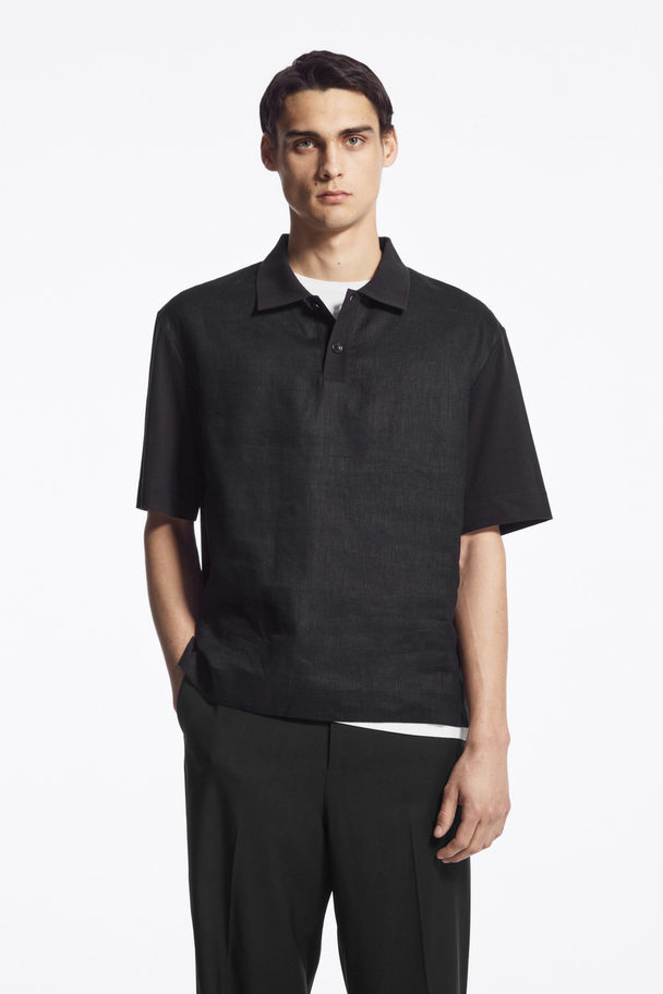 COS Contrast-panel Polo Shirt Navy