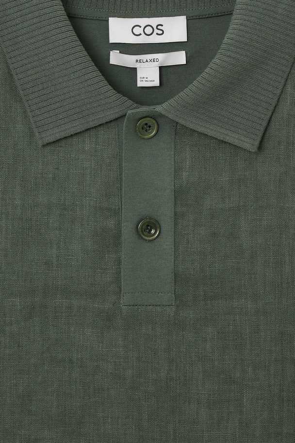 COS Contrast-panel Polo Shirt Green