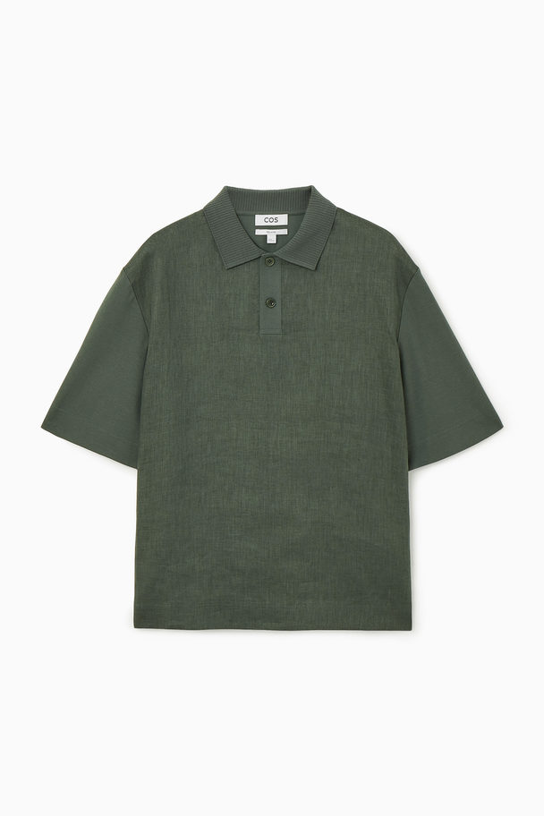 COS Contrast-panel Polo Shirt Green