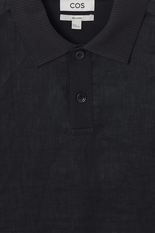 COS Contrast-panel Polo Shirt Navy