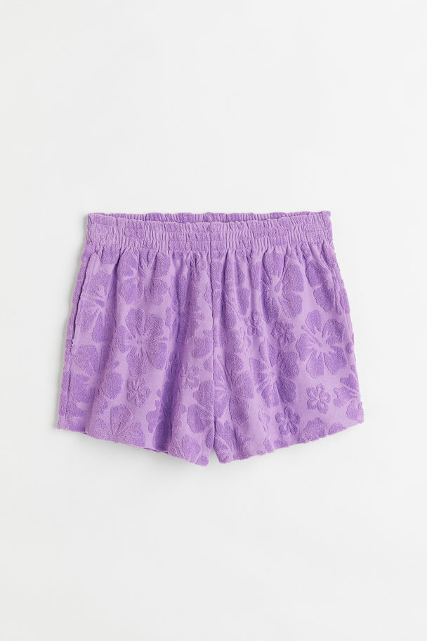 H&M Jersey Pull-on Shorts Purple/floral