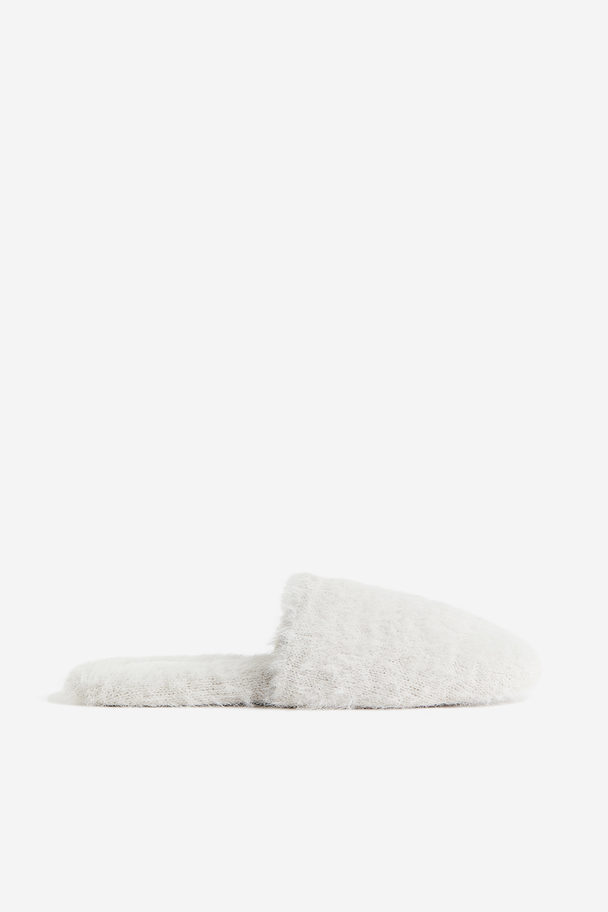 H&M Fluffy Slippers Light Grey