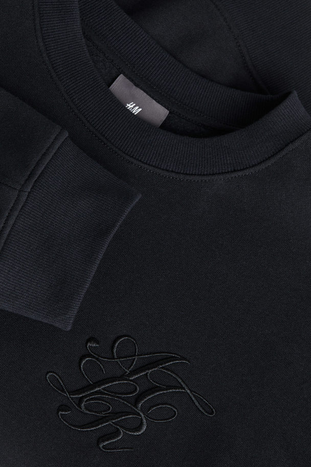 H&M Sweater Met Applicatie - Relaxed Fit Zwart