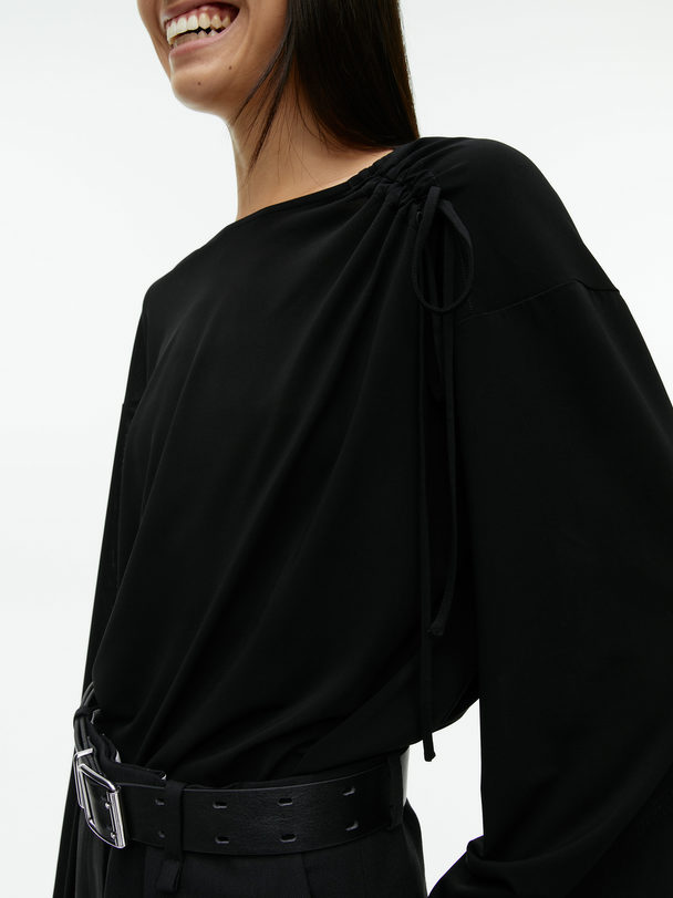 ARKET Asymmetrical Jersey Top Black
