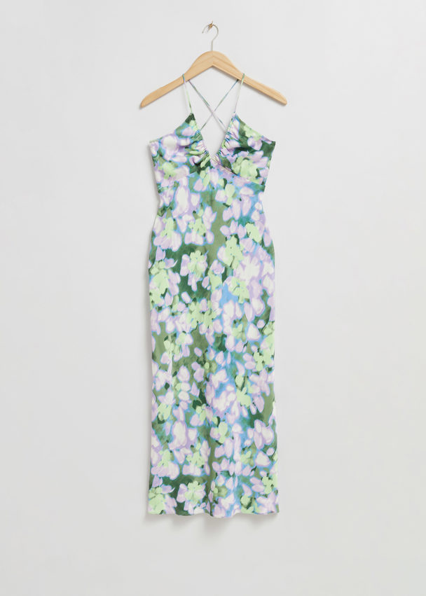 & Other Stories Strappy Cut-out Midi Dress Lilac Floral Print