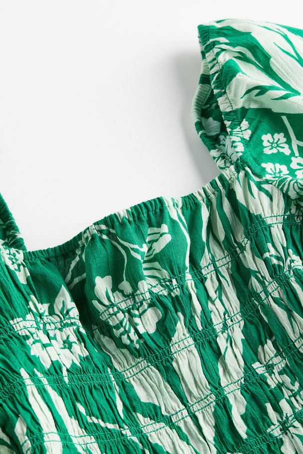 H&M Bluse Med Smock Grøn/mønstret