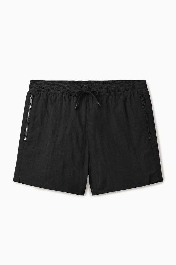 COS Exposed-zip Swim Shorts Black