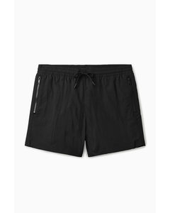 Exposed-zip Swim Shorts Black