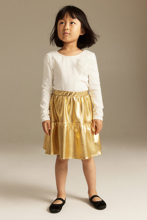 H&M 2-teiliges Set mit Shirt und Rock Weiß/Goldfarben