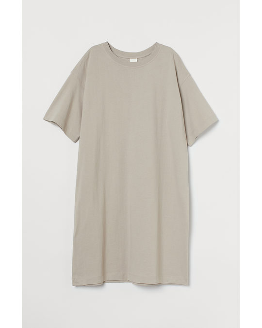 H&M Jersey T-shirt Dress Light Greige
