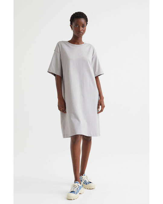 H&M Jersey T-shirt Dress Light Grey