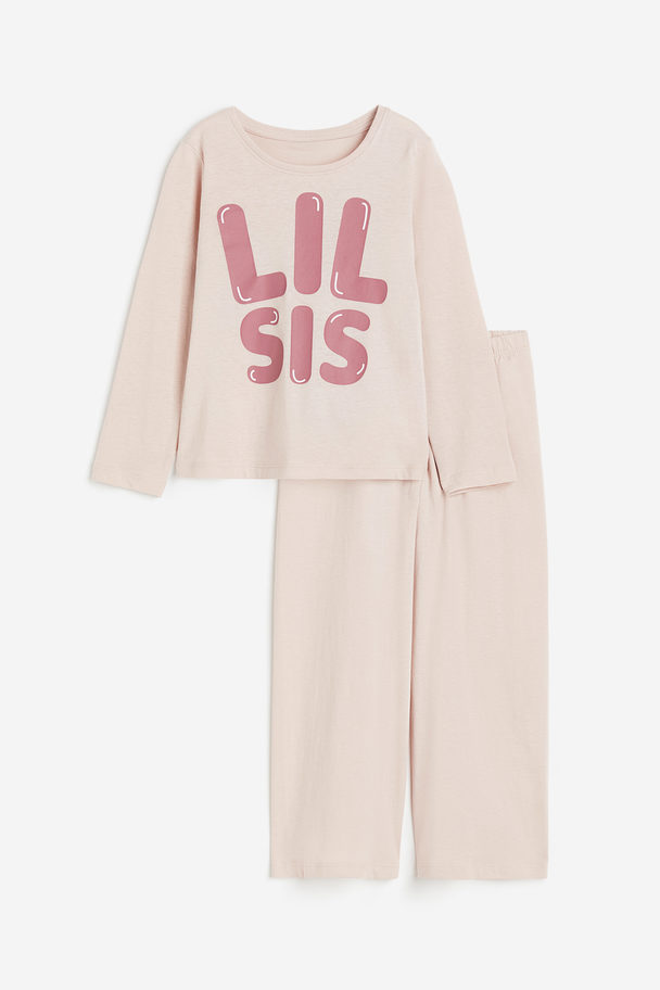 H&M Cotton Sibling Pyjamas Light Pink/lil Sis