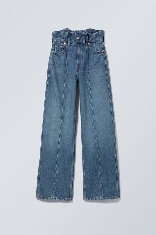 Weekday Destin Paperbag Jeans Vintage Blauw