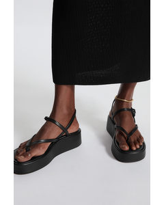 Strappy Platform Sandals Black