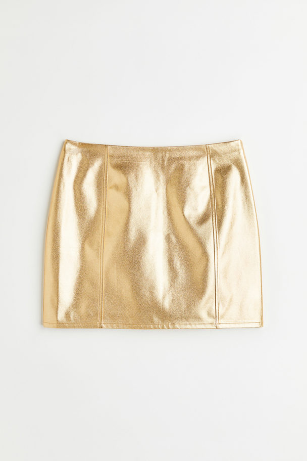 H&M Twill Mini Skirt Gold-coloured