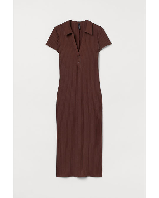 H&M Collared Dress Dark Brown