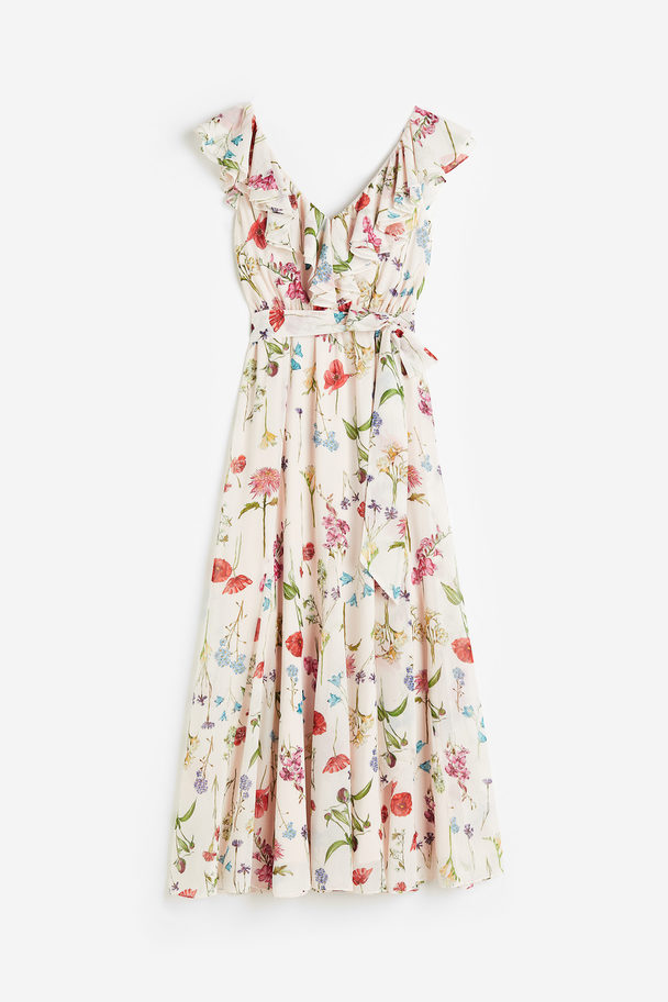 H&M Long Chiffon Dress Cream/floral