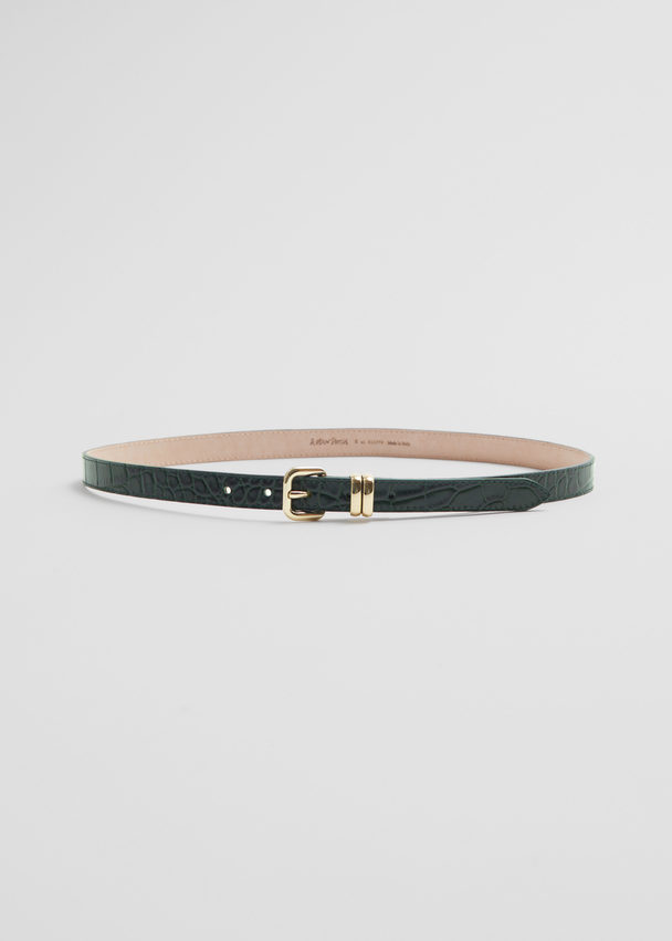 & Other Stories Classic Leather Belt Green