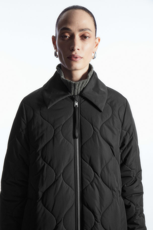 COS Oversized Quilted Coat Black