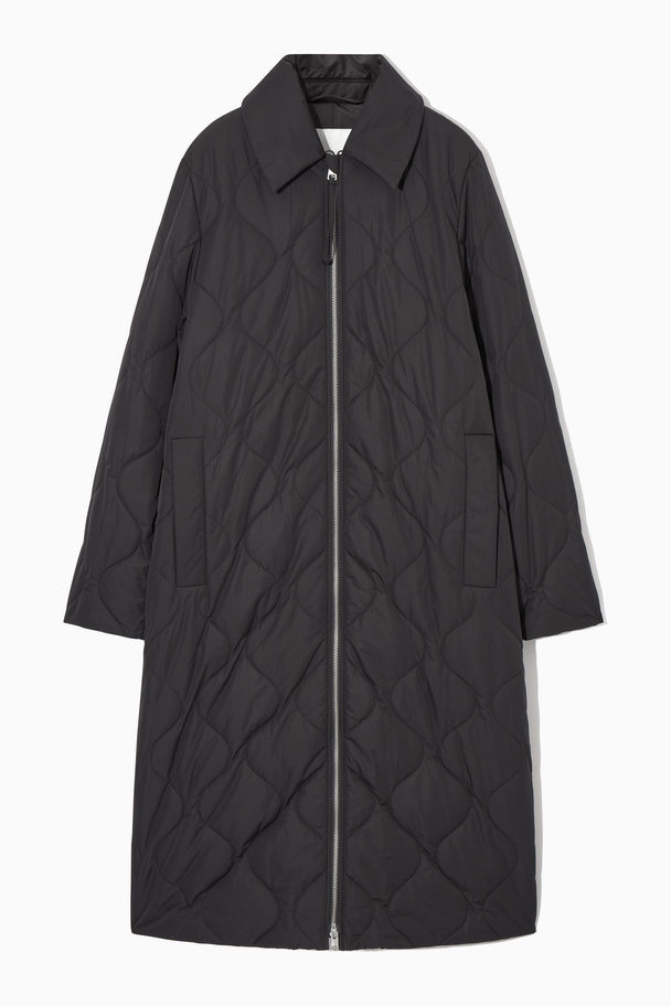 COS Oversized Quilted Coat Black