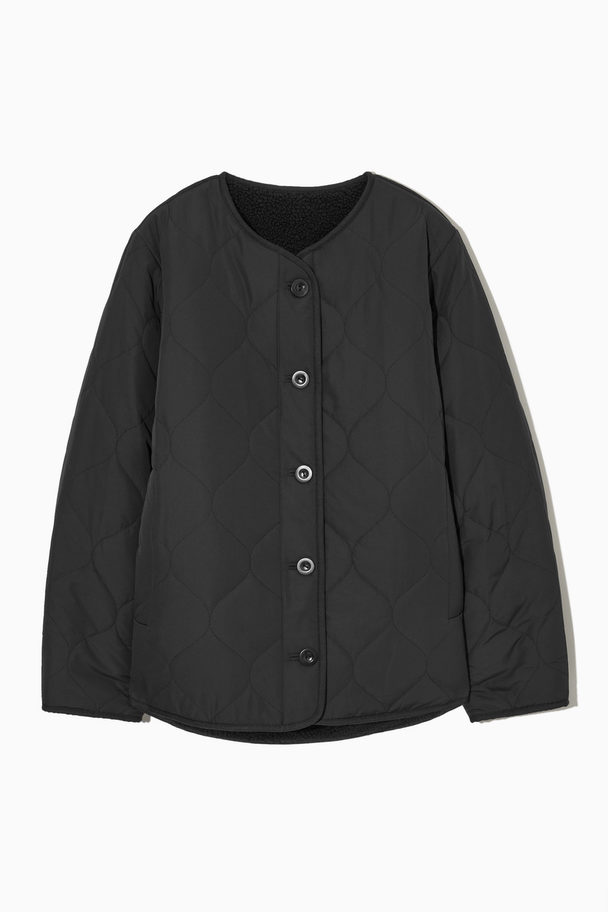 COS Reversible Quilted Teddy Liner Jacket  Black