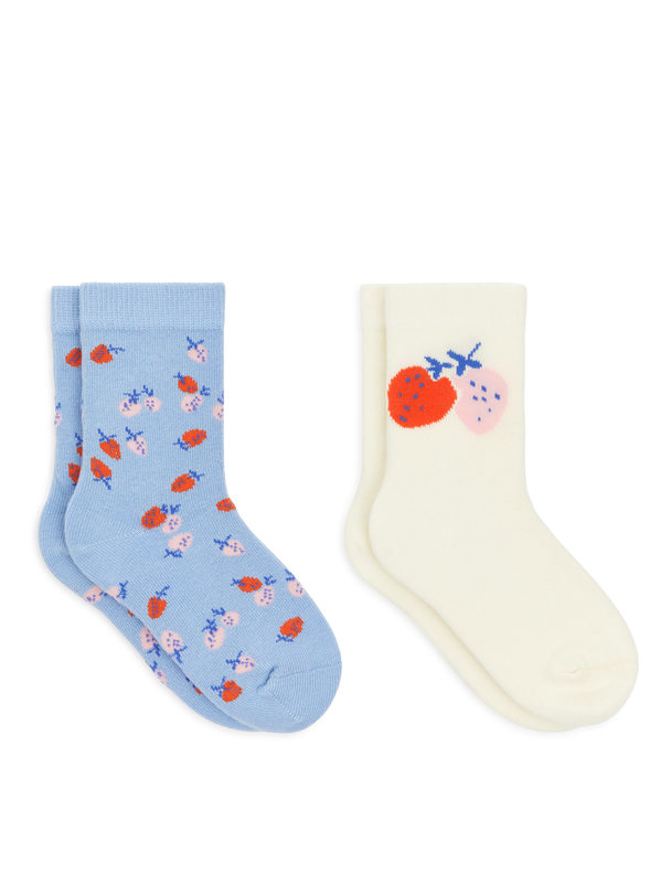 ARKET Katoenen Sokken, 2 Paar Wit/blauw