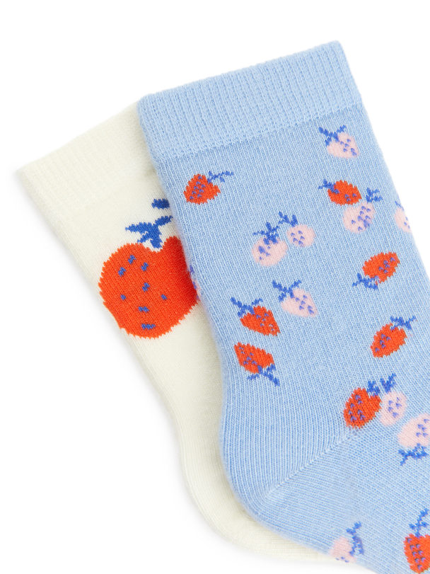 ARKET Cotton Socks, 2 Pairs White/blue