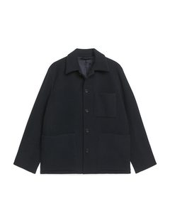 Button-up Wool Jacket Dark Blue