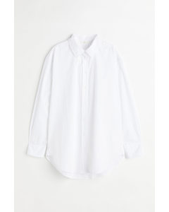 Bluse aus Popeline Weiß