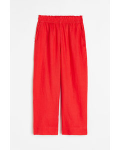 Ankle-length Linen Trousers Red