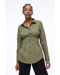 Tapered-waist Shirt Khaki Green