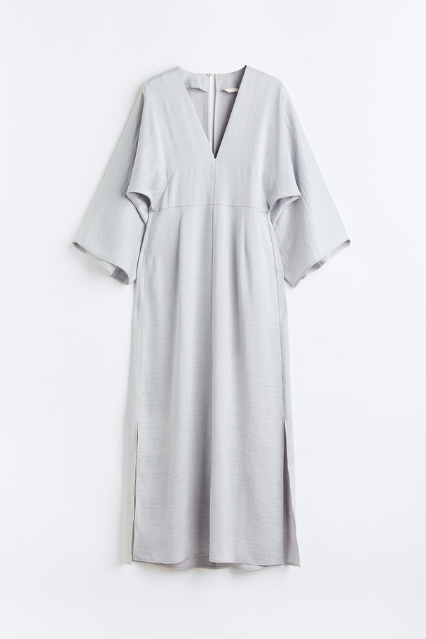 H&M Kleid mit V-Ausschnitt Hellgrau