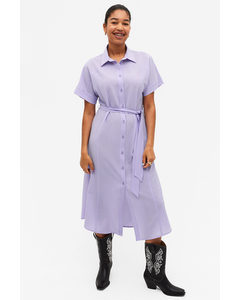 Long Belted Shirt Dress Lilac