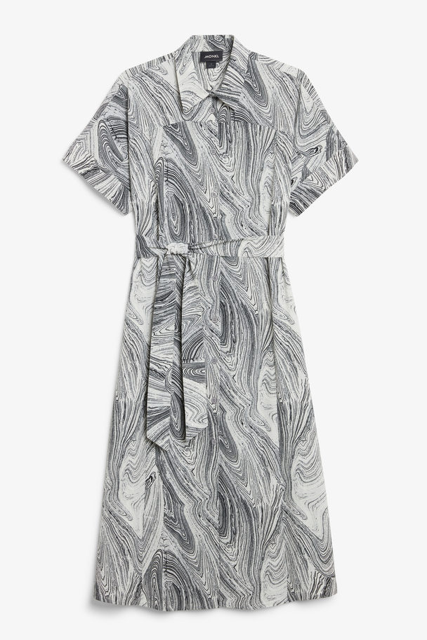 Monki Long Belted Shirt Dress Grey Stone