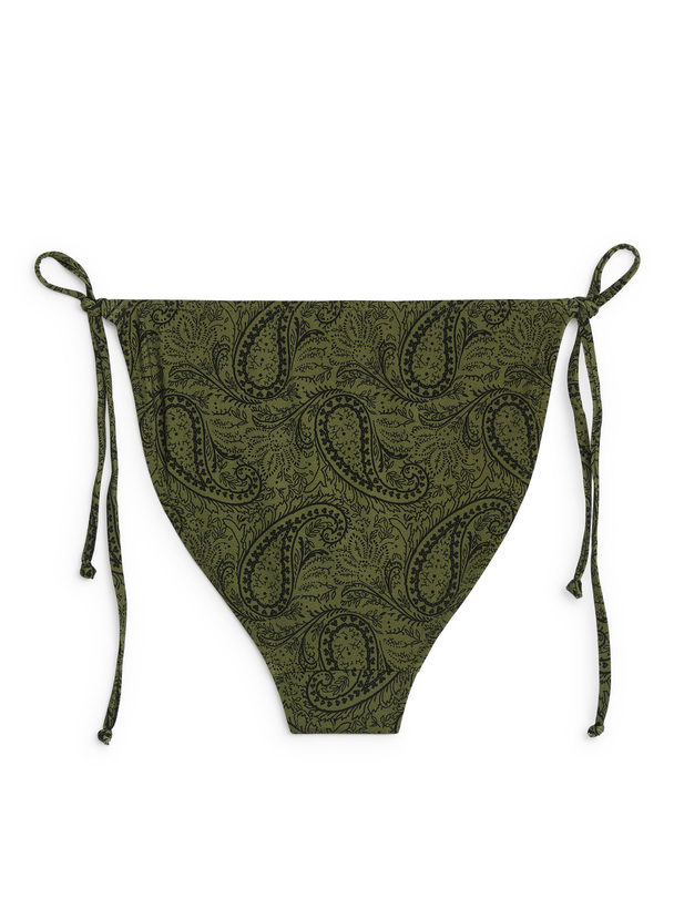 ARKET Bikinitanga mit Schnürung Grün/Paisley