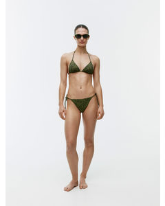 Bikinitanga mit Schnürung Grün/Paisley