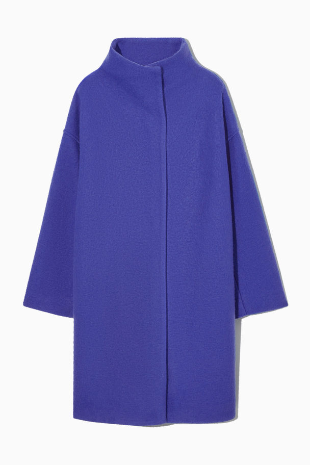 COS Funnel-neck Wool Coat Bright Blue