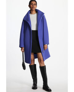 Funnel-neck Wool Coat Bright Blue