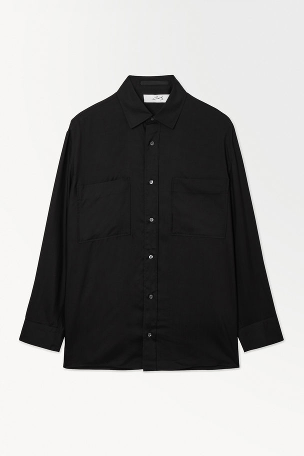 COS The Fluid Silk Shirt Black